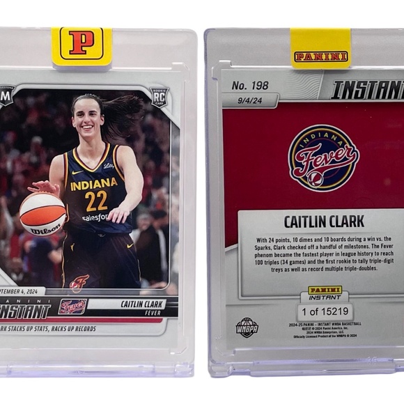 Caitlin Clark RC + M 2024 Panini Instant "Milestone" #198 Indiana Fever Rookie - Picture 2 of 3